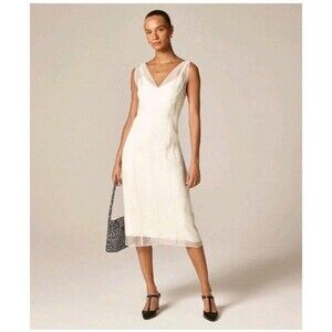 J. Crew Collection Layered Organza Shift Dress Ivory Silk CN863 $378 Size 6 NWT